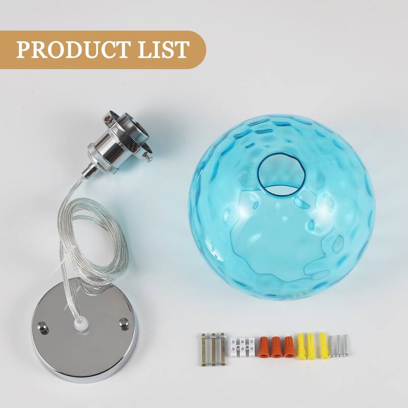 1-Light Metal Hanging Pendant Light with Glass Shade for Kitchen Island