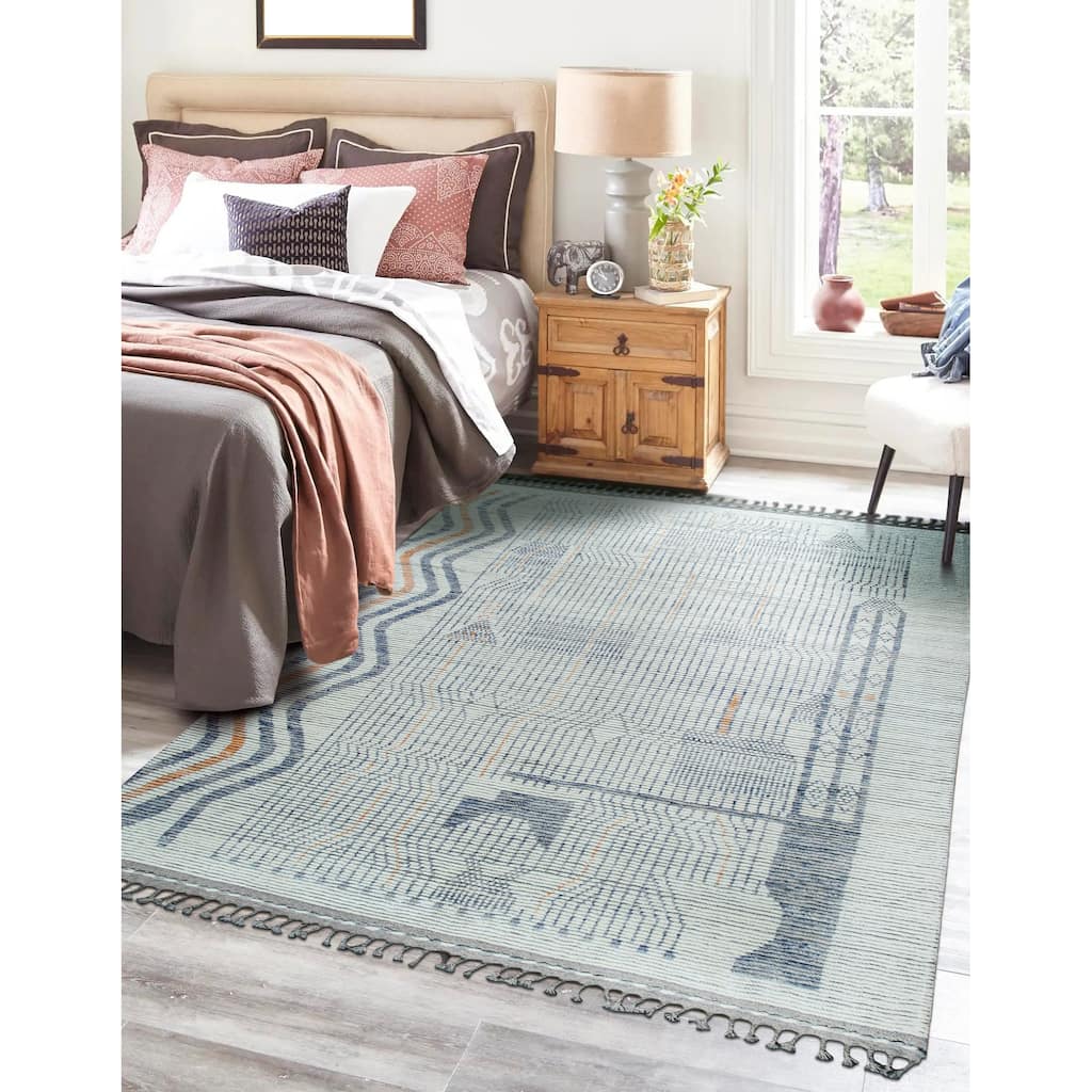 Home Decor Ivory Hand-Knotted Wool Contemporary Marrakech Handspun Area RugTimeless Elegance for Living Room, Bedroom, Office, o