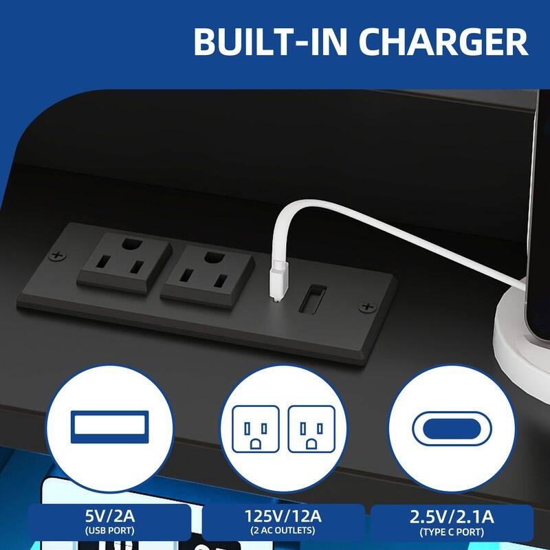 Moasis Upholstered Bed Frame with Storage Headboard And Charging Station and LED Light