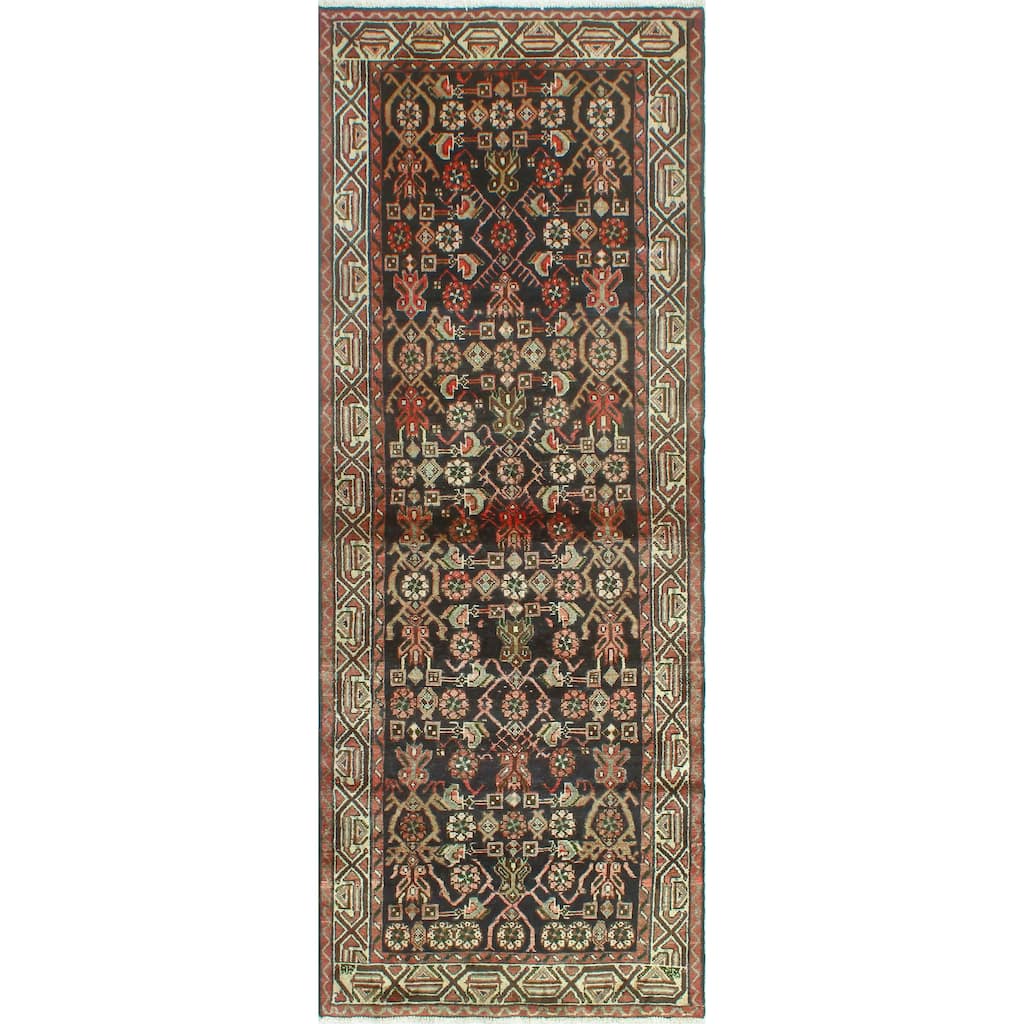 Fine Vintage Distressed Shana Charcoal/Ivory Runner - 3'6" x 9'8"