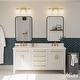 preview thumbnail 2 of 5, Hunter + Jasmine Roth Harlowe Luxe Gold Cased White Glass 3-Light Bathroom Vanity Wall Light - Transitional - Damp Rated