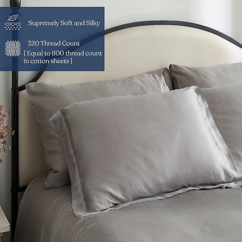 Delara 100% Eucalyptus Lyocell Tencel Euro Sham Pack of 2(26"X26), Naturally Cooling, Moisture-Wicking, Smooth & Breathable