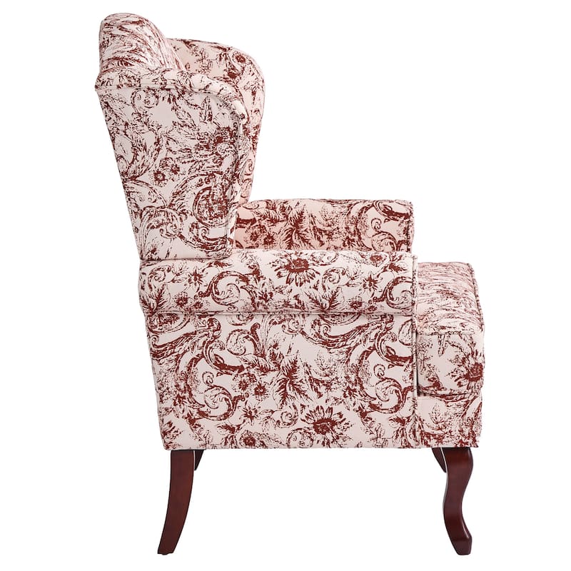 Elegant Living Room Wing Back Arm Chair Upholstered Accent Chair