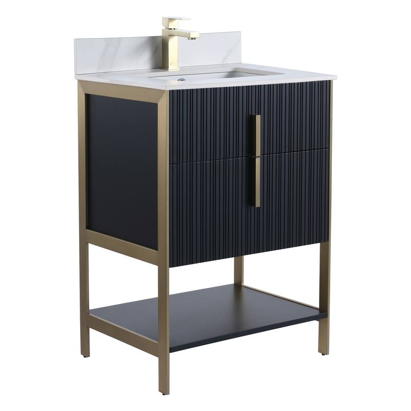 Fine Fixtures Serenity Modern Bathroom Vanity with White Carrara Stone Top