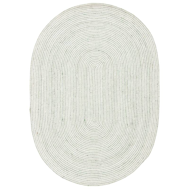 SAFAVIEH, Handmade Braided Bahrie Wool Rug - 4' x 6' Oval - Green/Ivory