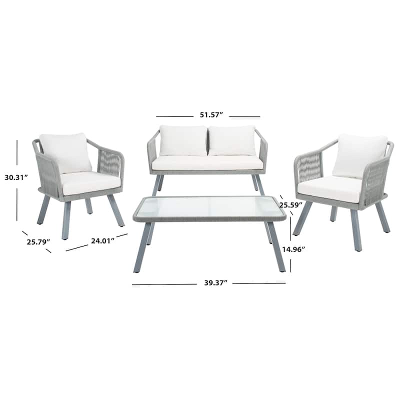 SAFAVIEH Outdoor Arly 4-Piece Rope Patio Set - 39Wx26Dx15H