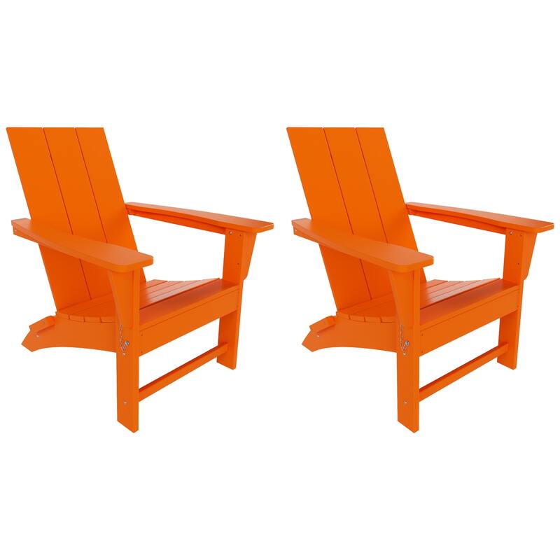 Polytrends Shoreside Folding Poly Eco-Friendly All Weather Outdoor Adirondack Chair (Set of 2)