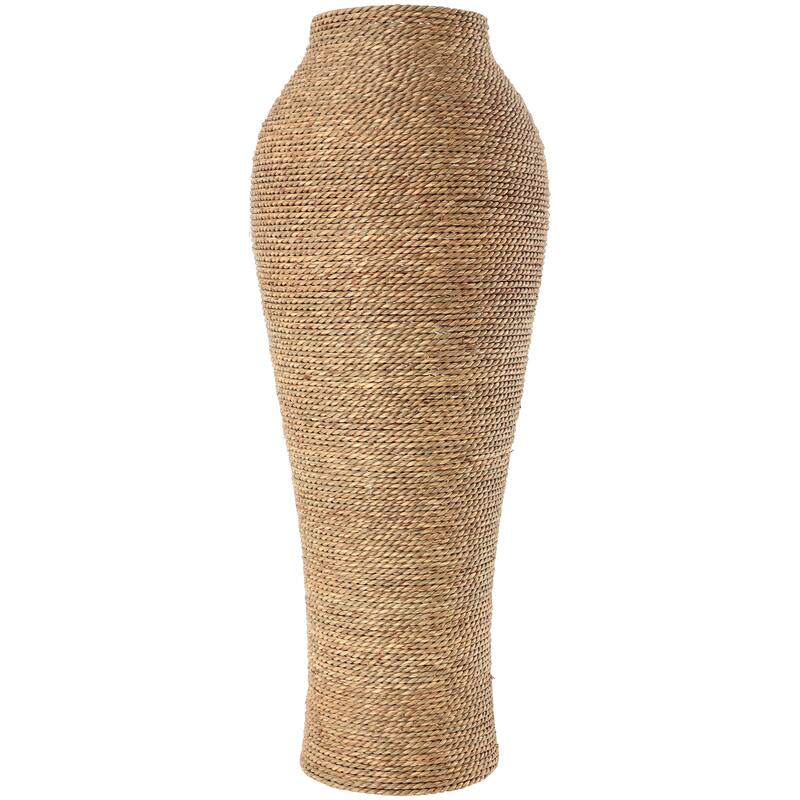 Brown Seagrass Handmade Tall Wrapped Decorative Vase