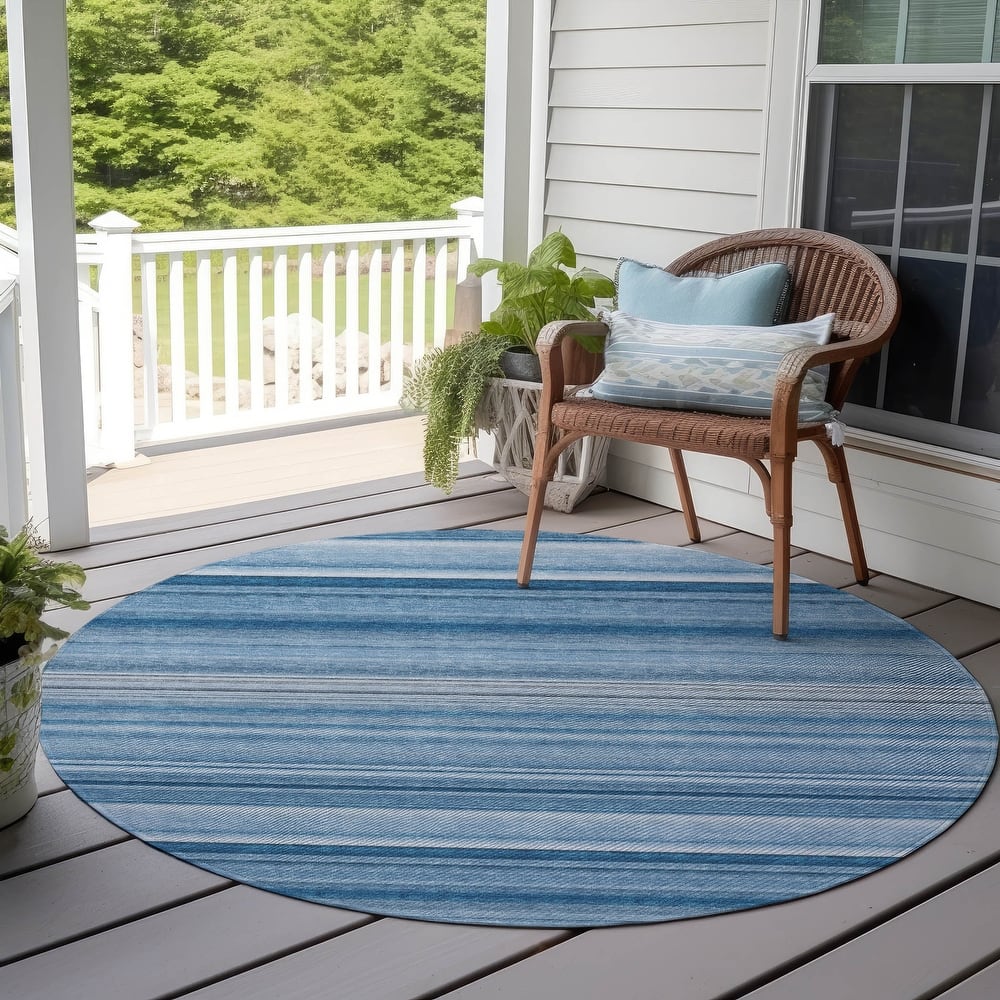 Machine Washable Indoor/ Outdoor Chantille Multi Stripe Rug