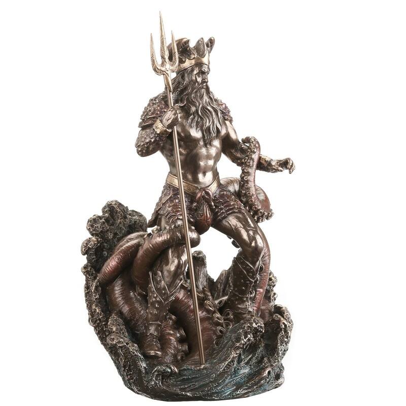 8.86 inches Height Cold Cast Bronze Oceanus the Primordial Titan of Water Bronze Finish Figurine