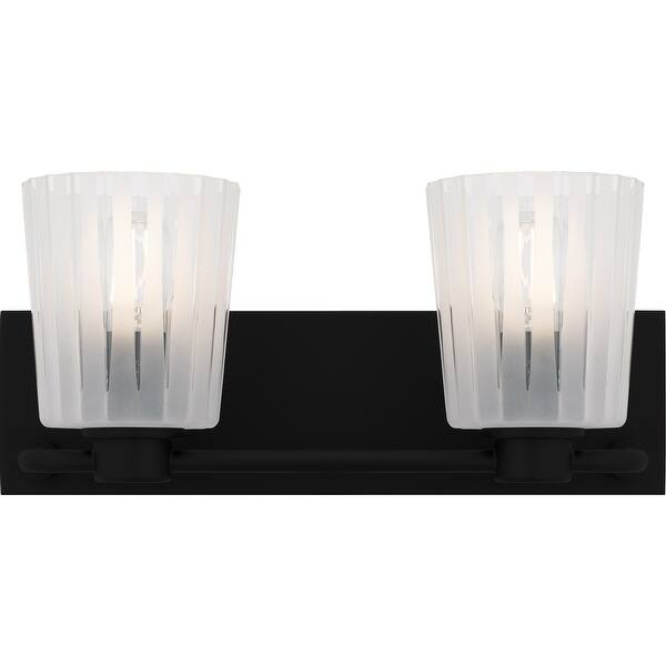 slide 2 of 7, Gray 2-Light Matte Black Bath Light