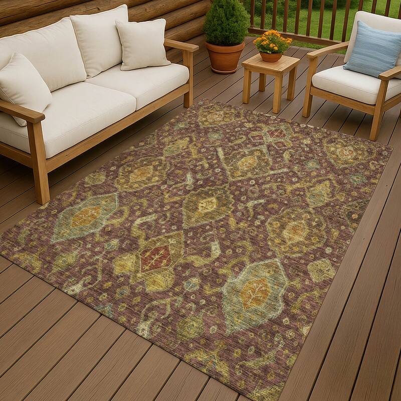 Machine Washable Indoor/ Outdoor Traditional Venetian Chantille Rug