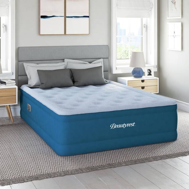 Beautyrest Comfort Plus Air Bed Mattress with Built-in Pump and Plush Cooling Topper - Full