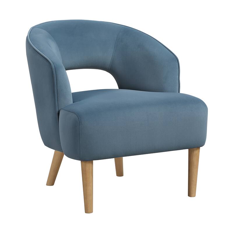 Elise 26" Velvet Accent Chair - Light Walnut Finish Solid Wood Legs - Blue