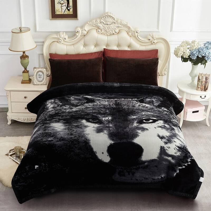 2 Ply A&B Printed Raschel Bed Blanket 85" x 95"-10 Pounds