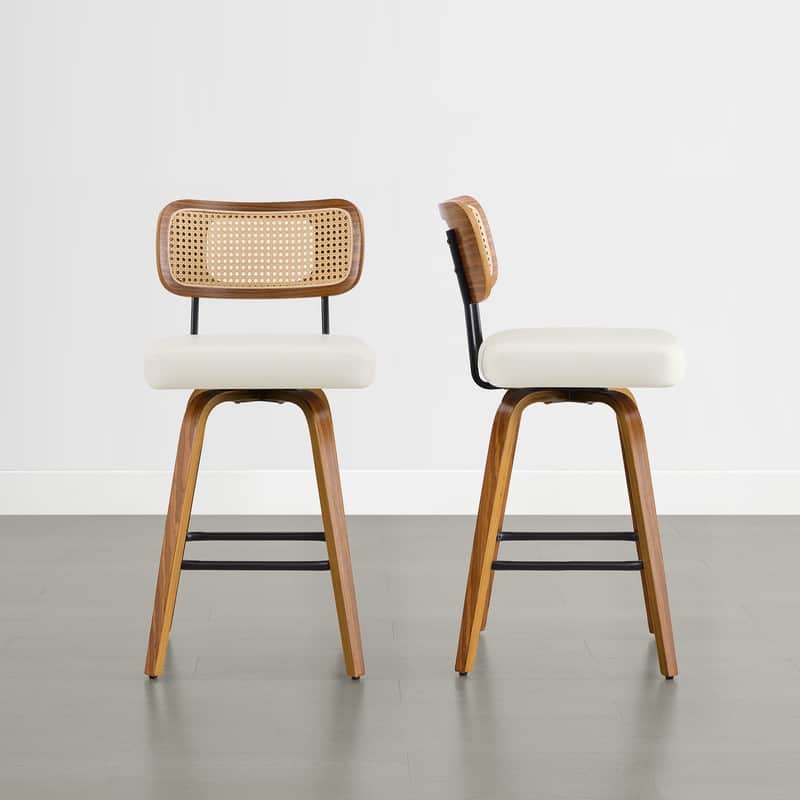 Spruce & Spring 26" Swivel Bar Stool with Bentwood Back or PE Rattan Back