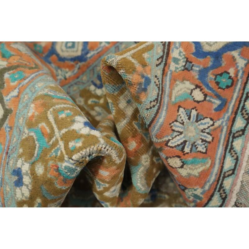 Hand Knotted Oriental 100% Wool Carpet Traditional Floral Green Tabriz Area Rug - 6' 8'' X 4' 10''