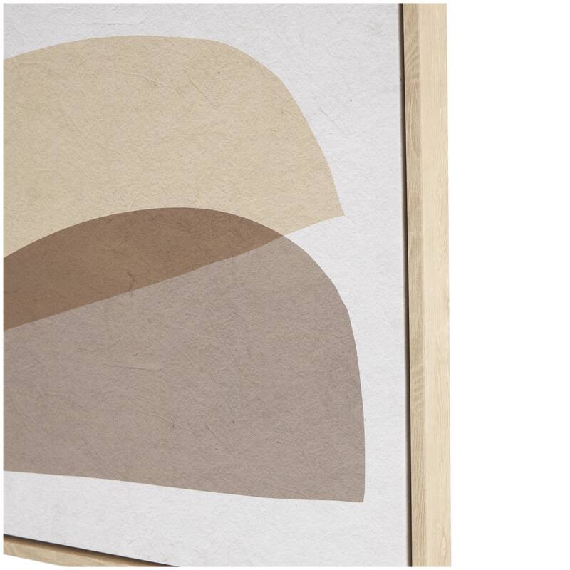 Wooden Abstract Overlapping Shapes Living Room Wall Decor with White Fabric Detailing - Brown - Roche River Decor