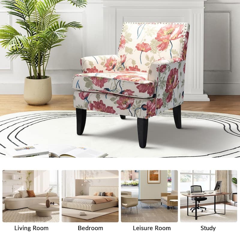 Akorda Classic Armchairs with Nailhead Trim and Solid Wood Legs Set of 2 by HULALA HOME