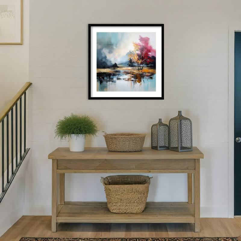 Abstract Reflections of the Landscape by Tradelink inhouse artist Wood Framed Wall Art Print - Svelte Noir Black