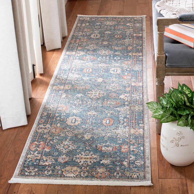 SAFAVIEH Victoria Lavinia Traditional Oriental Rug - 2'2" x 6' Runner - Blue/Ivory