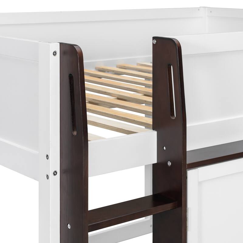 Full Loft House Bed with Playhouse & Storage, Modern Wood Cabin Bed for Kids