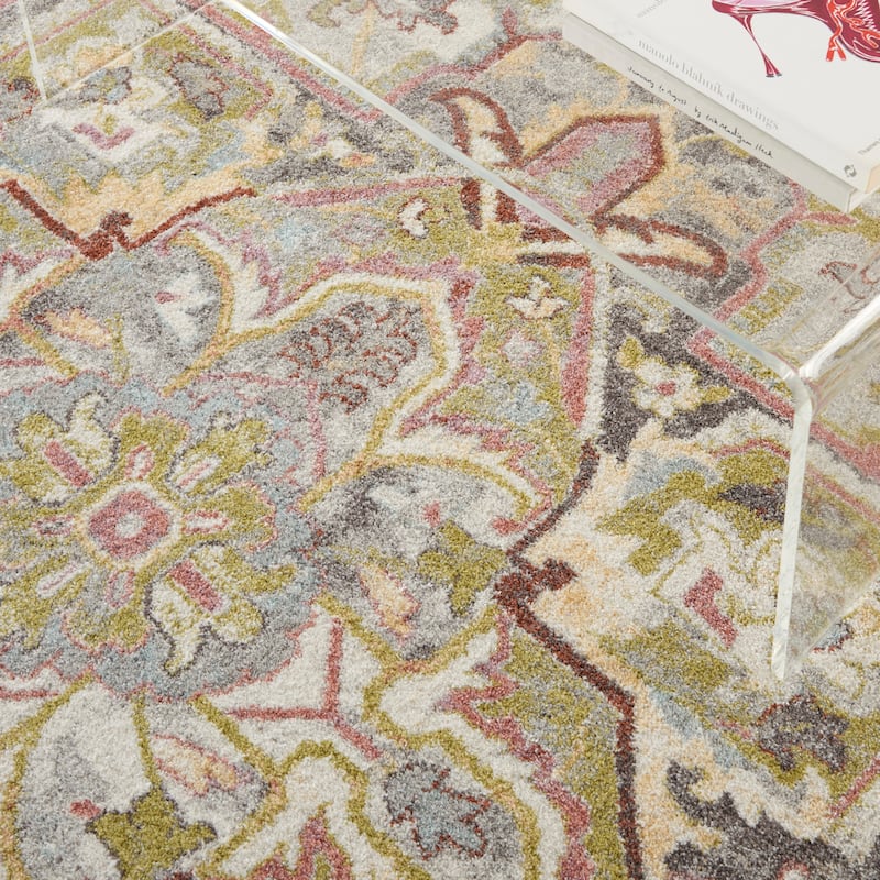 Nourison Juniper Persian Farmhouse Medallion Multicolored Area Rug