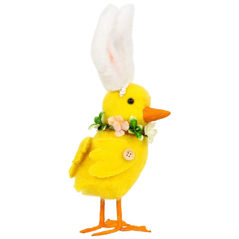 Duckling with Rabbit Ears Easter Figurine - 10" - Yellow