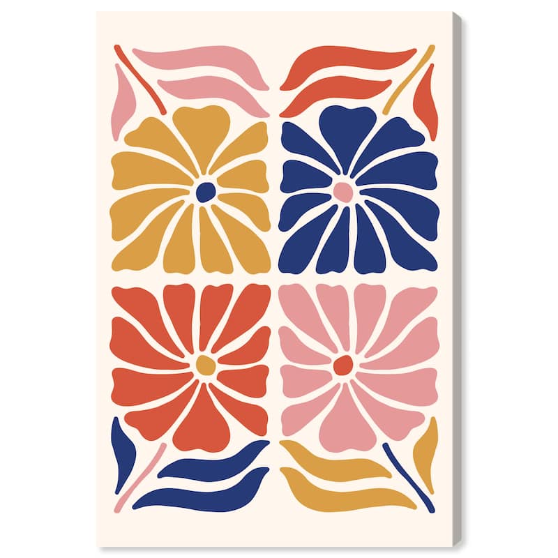 Wynwood Studio Canvas Floral and Botanical Seasonal Retro Flower Pink and Light Pink Modern & Contemporary Wall Art Canvas Print