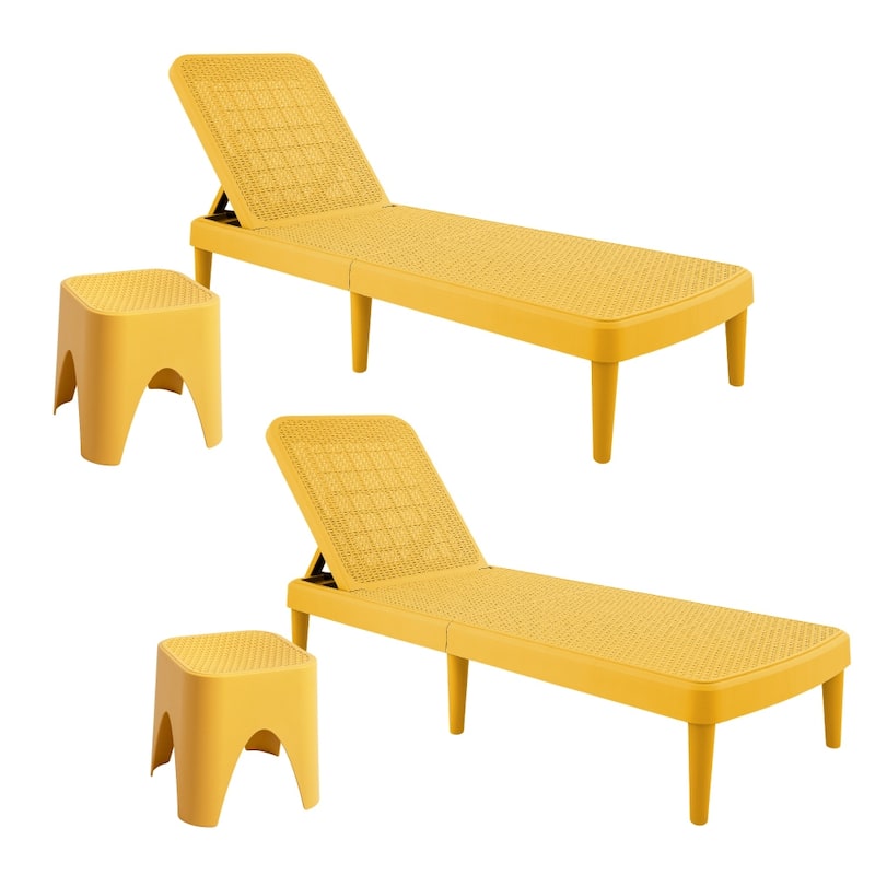 Tahiti Resin Outdoor Chaise Lounge Set With 2 Side Tables
