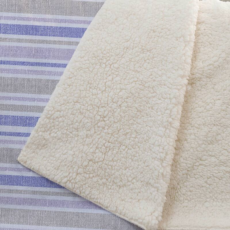 Premium Machine Washable Modern Stripe Sherpa Throw Blanket