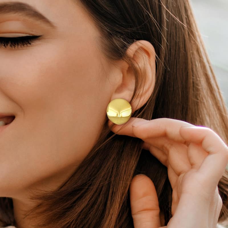 Miadora 23mm Round Design Stud Earrings in 14K Yellow Gold