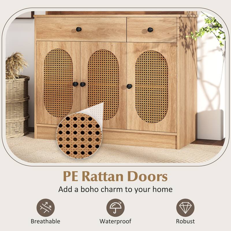 Gymax Kitchen Pantry Cabinet w/ Charging Station 71'' Tall Kitchen - Natural