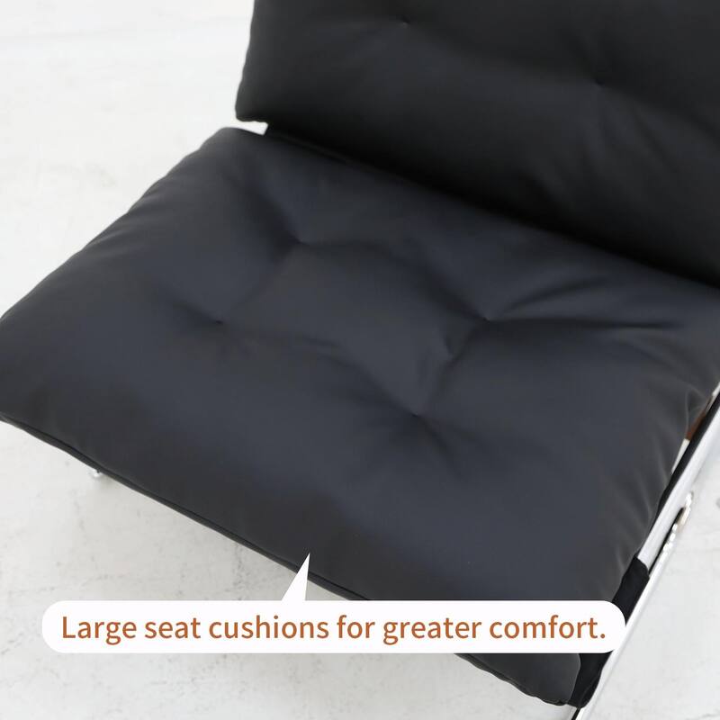 Modern Leather Accent Chair - High Back, Metal Legs