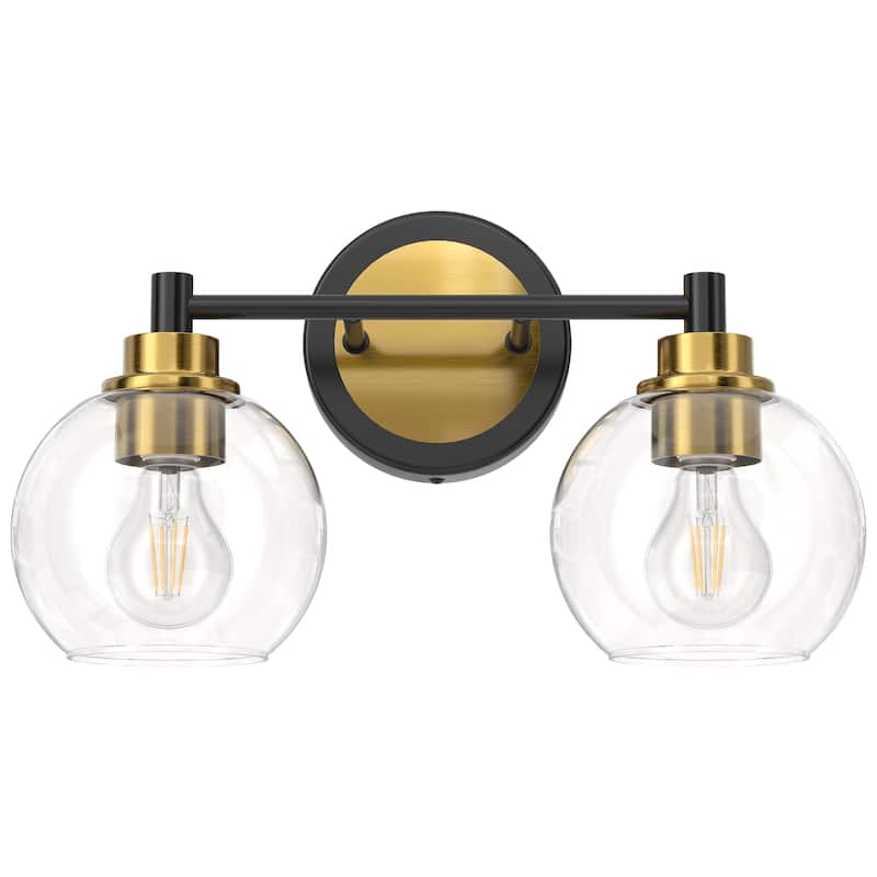 Dimmable Bathroom Vanity Light Globe Glass Shades - 14.6 - Gold & Black