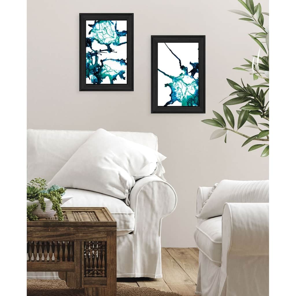 Trendy Decor 4U "Abstract Ocean Living" Printed Framed Wall Art by Kamdon Kreations