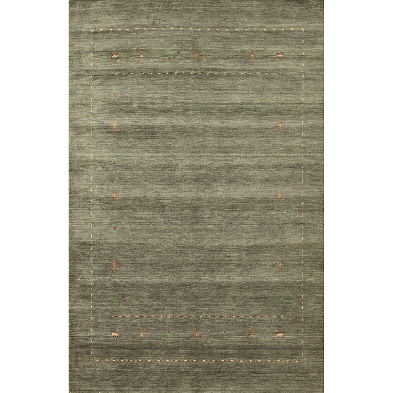 Hand Knotted Oriental 100% Wool Carpet Tribal Animal Pictorial Green Gabbeh Area Rug - 7' 3'' X 5' 2''