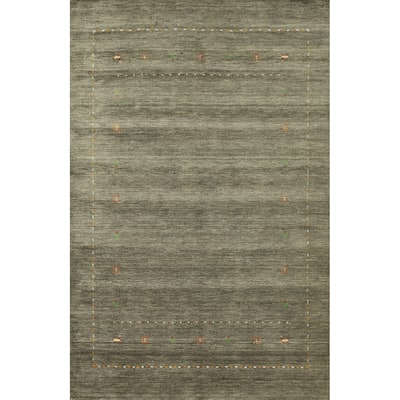 Hand Knotted Oriental 100% Wool Carpet Tribal Animal Pictorial Green Gabbeh Area Rug - 7' 3'' X 5' 2''
