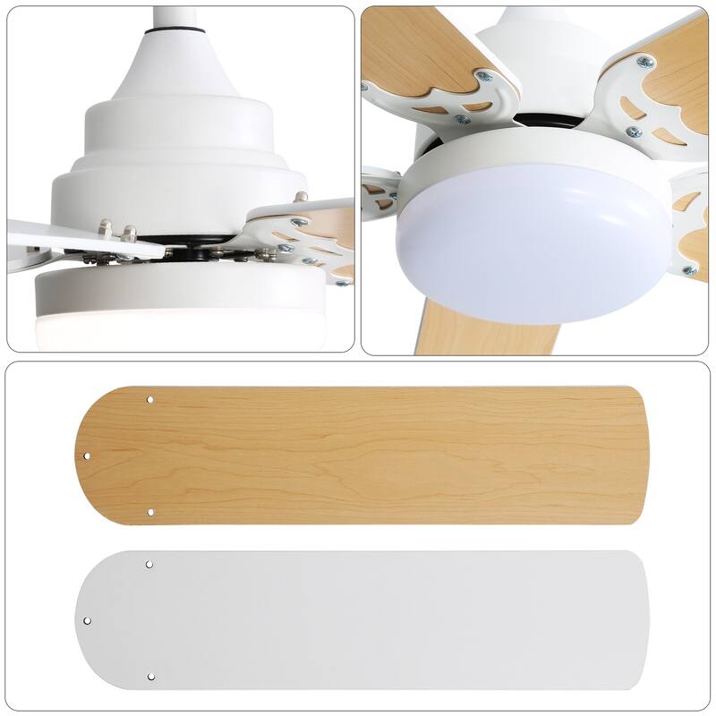 42 Inch Low Profile Ceiling Fan with Light and Remote, Reversible DC Motor, 5 Blades Fan for Bedroom Living Room
