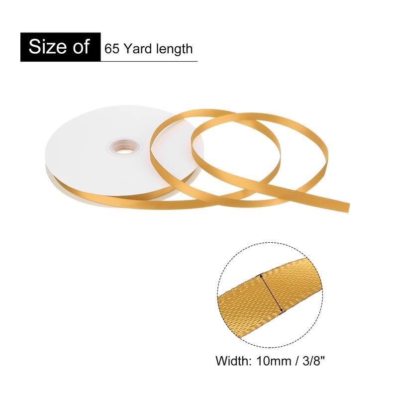 Satin Ribbon Grosgrain Valentine Solid Double Face Wedding Ribbon - Yellow - 3/8" x 65 Yard