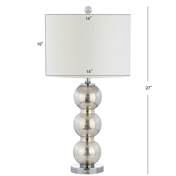 dimension image slide 1 of 5, Ella 27" Glass Triple-Sphere LED Table Lamp, Mercury Silver/Chrome (Set of 2) by JONATHAN Y