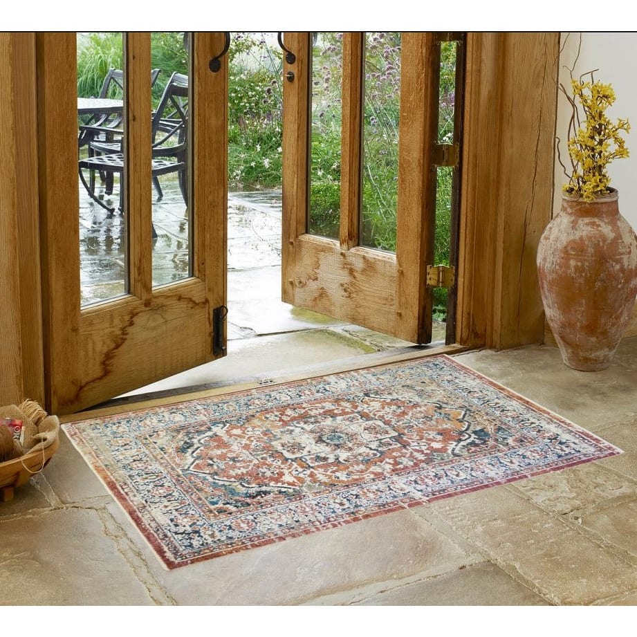 Cero Distressed Stain Resistant with Fringe Area Rug By HomeRoots