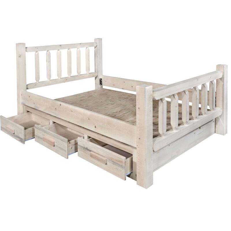 City Sleek Full Bed with Storage - Rustic Timber Frame Design - Durable & Artisan-Signed Bed Frame