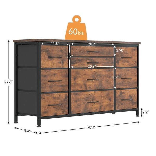 chinese dress ladies EnHomee Dresser TV Stand with 11 Drawers for 60
