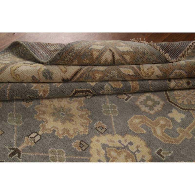 All-Over Oushak Indian Area Rug Hand-Knotted Wool Carpet - 8'1" x 9'11"