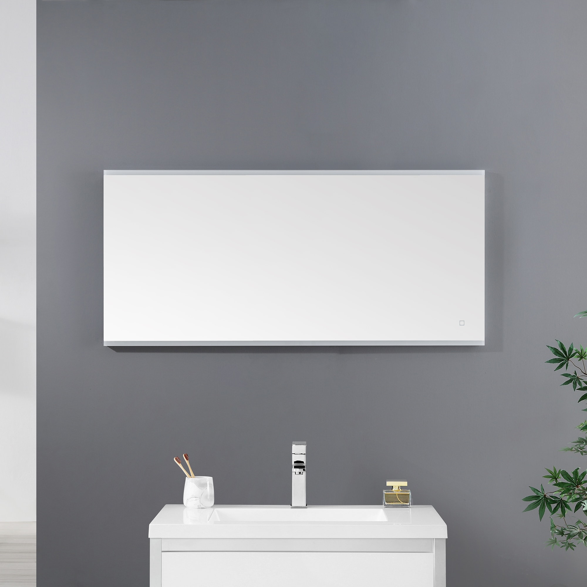 Ove Decors Caro LED 60 x 28 in. Mirror in White and Aluminum Finish N A On Sale Bed Bath Beyond 35349838