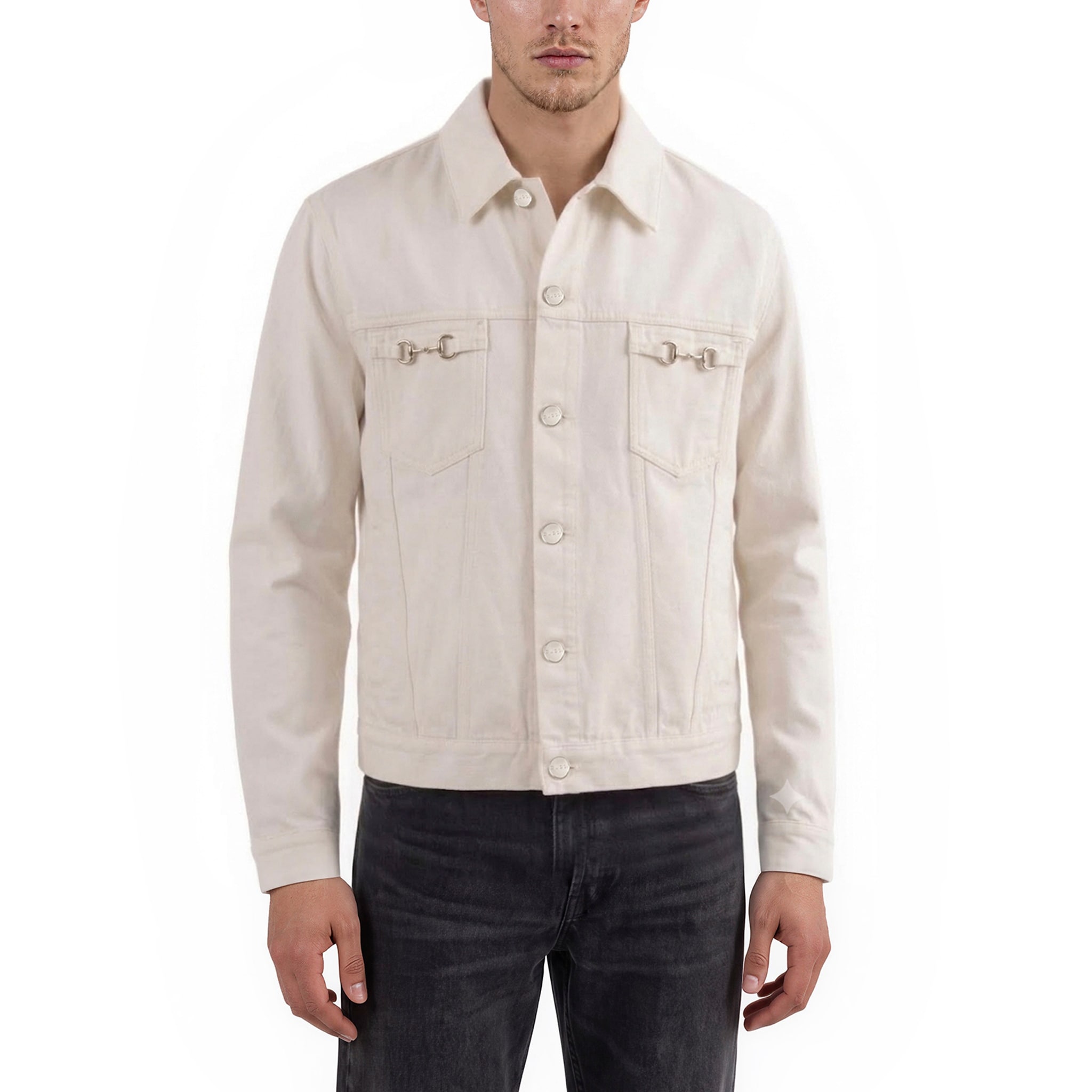 Gucci Men's Horsebit Detailed Denim Jacket