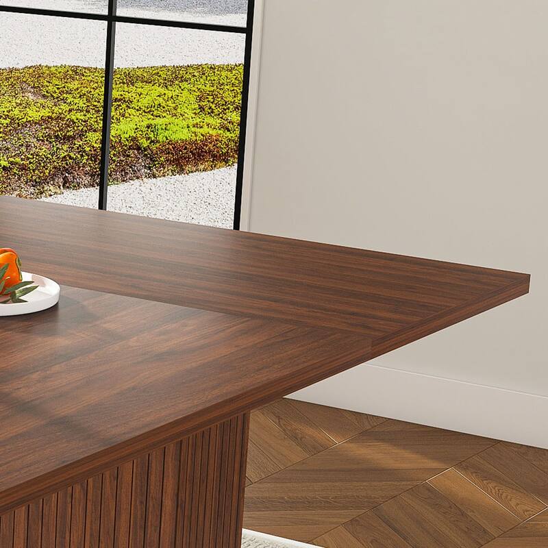 Dining Table with Built-In Storage, Meeting Table Kitchen Table with Wood Veneer, Scratch-Resistant Home Office Table