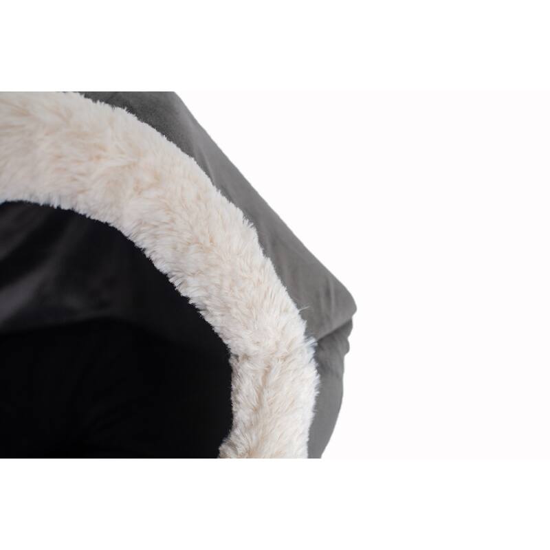 Cat Bed Gray Velvet - 18"(L) x 18"(W) x 14"(H)
