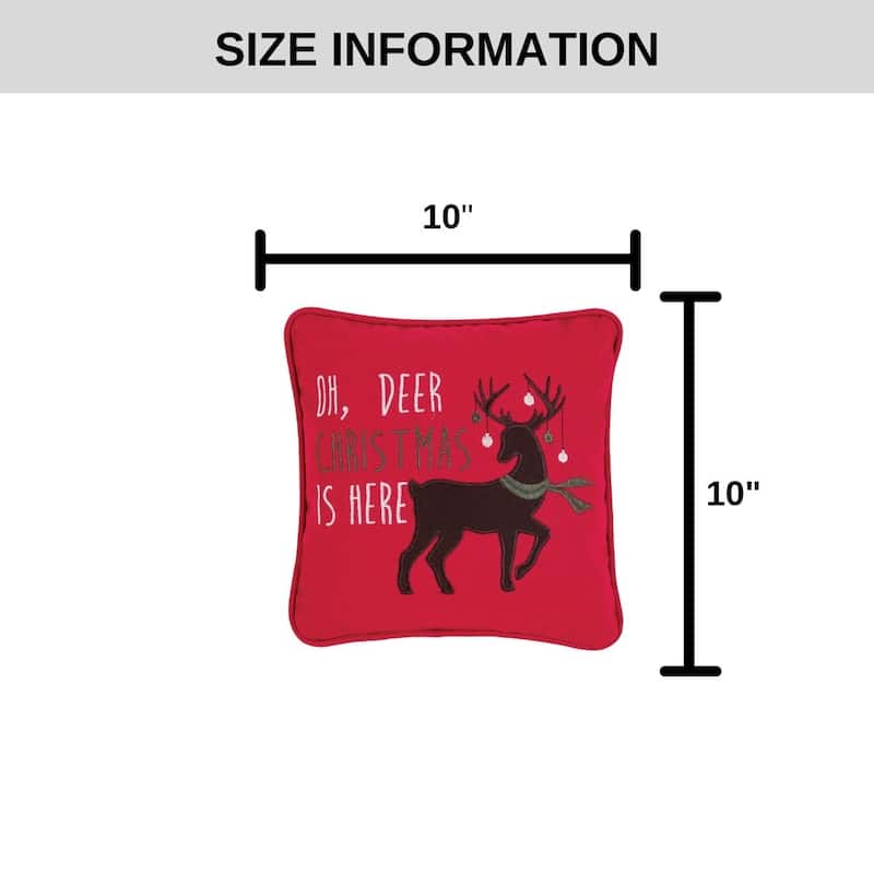 10" x 10" Oh Deer Christmas Embroidered Throw Pillow